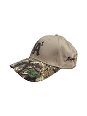 Half Camo Hat With Brown Logo