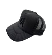 Black on Black LA Trucker Hat